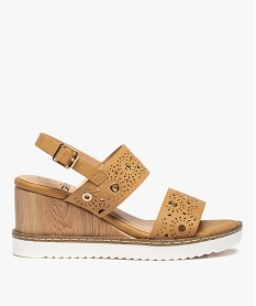 GEMO Sandales femme compensées à brides ajourées beige standard