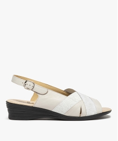 GEMO Sandales femme confort en cuir à talon compensé gris standard