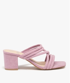 GEMO Mules femme unies à talon carré et brides rondes violet standard