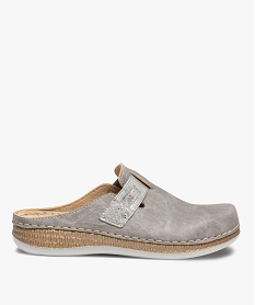 GEMO Sabots femme mules confort avec détails métallisés gris standard