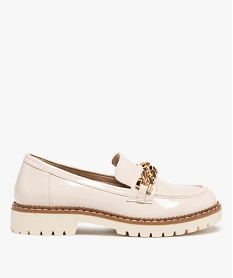 GEMO Mocassins femme unis à bride métallique et semelle crantée beige standard