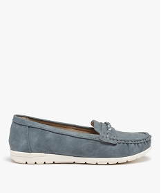 GEMO Mocassins femme unis à talon plat dessus souple bleu standard