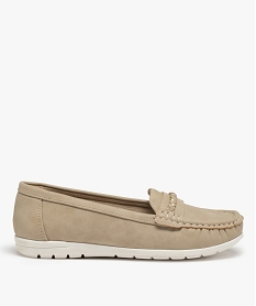 GEMO Mocassins femme unis à talon plat dessus souple beige standard