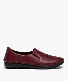 GEMO Mocassins femme confort unis souples et légers rouge standard