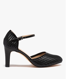 GEMO Escarpins femme à bride dessus effet tressé noir standard