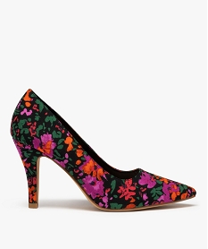 GEMO Escarpins femme à talon dessus imprimé végétal noir standard
