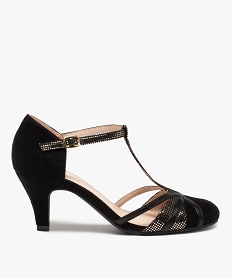 GEMO Salomés femme à talon et fines brides brillantes noir standard