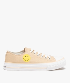 GEMO Baskets femme en toile tige basse - Smiley World Beige