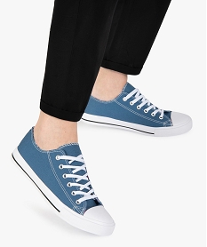 GEMO Baskets femme en toile à lacets et bout renforcé bleu standard
