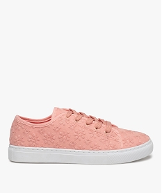 GEMO Baskets femme en toile dentelle anglaise unie rose standard