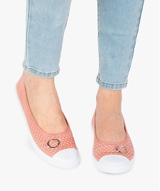 GEMO Ballerines femme en toile avec bout renforcé Rose