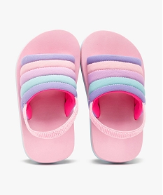 GEMO Mules de piscine fille à bandeau souple en jersey coloré Rose