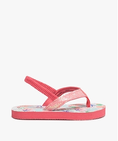 GEMO Tongs fille à entre-doigts irisé et bride élastiquée rose vif