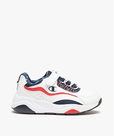 GEMO Baskets garçon tricolores à lacets élastiques et scratch Rouge