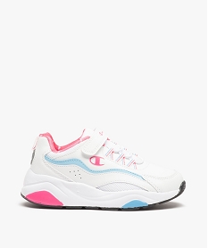 GEMO Baskets fille tricolores à lacets élastiques et scratch – Champion USA Rose