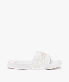 GEMO Mules de piscine fille ornées de sequins – Airness Blanc