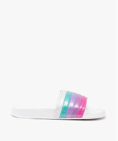 GEMO Mules de piscine fille à bandeau arc-en-ciel pailleté Multicolore