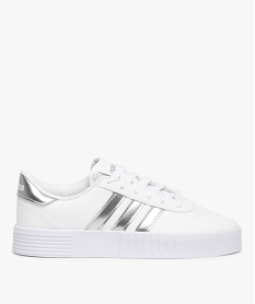 GEMO Baskets femme à bandes métallisées - Adidas Courtbold Blanc