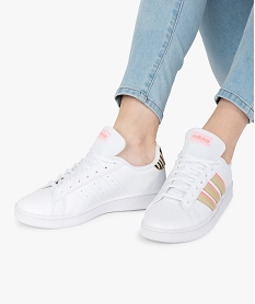 GEMO Baskets femme à détails colorés fluo - Adidas Grand Court Blanc