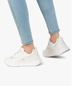 GEMO Baskets femme running à semelle épaisse – Ellesse Shaun blanc standard