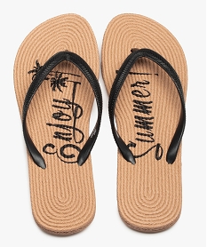 GEMO Tongs femme à semelle imitation corde imprimée Summer beige standard