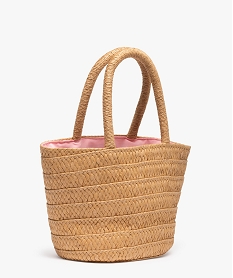 sac en paille fille forme cabas a fleurs multicolores beigeF809801_2