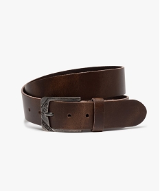 ceinture homme en cuir avec boucle en metal vieilli brunF812801_1