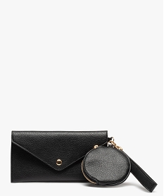 GEMO Pochette femme avec porte-monnaie et dragonne Noir