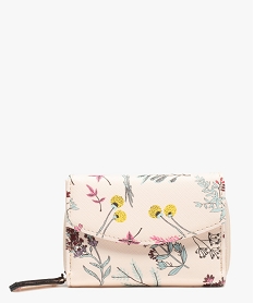GEMO Porte-monnaie femme à motifs fleuris Beige