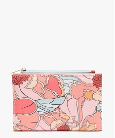 GEMO Portefeuille femme 2 volets à motifs fleuris Rose