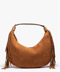 GEMO Sac à main femme toucher velours esprit folk Orange