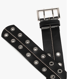 ceinture femme avec oillets et perles metalliques noirF825501_2