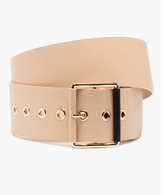 GEMO Ceinture femme large à détails dorés Beige