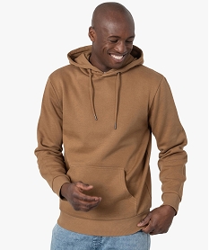 sweat a capuche interieur molletonne homme brun sweatsF829601_1