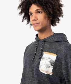 sweat homme a capuche aspect chine grisF830201_2