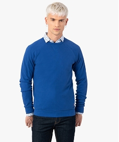 sweat homme en maille piquee bleu sweatsF830801_1