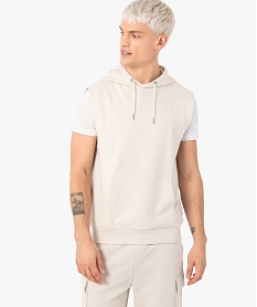 sweat homme a capuche sans manches beige sweatsF831701_1