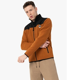 GEMO Sweat zippé pour homme en maille polaire marron standard