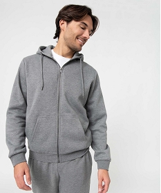 GEMO Sweat zippé à capuche homme gris standard