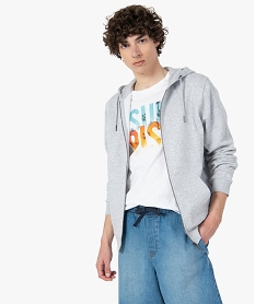 GEMO Sweat zippé à capuche homme Gris