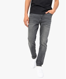 GEMO Jean homme coupe Tapered légèrement délavé Gris