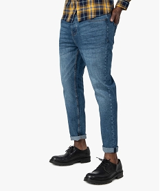 GEMO Jean homme coupe Tapered légèrement délavé Gris