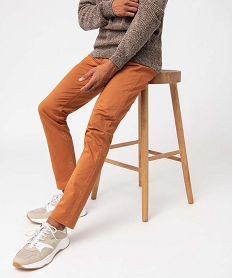 pantalon chino en coton stretch coupe slim homme brun pantalons de costumeF834001_1
