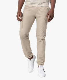 GEMO Pantalon homme en toile transformable en bermuda Beige