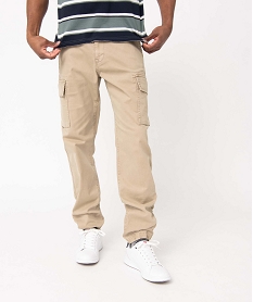 GEMO Pantalon cargo coupe Straight homme Beige