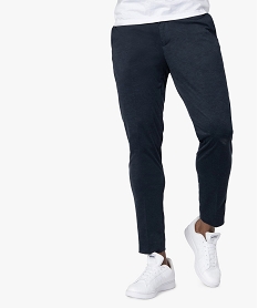 GEMO Pantalon homme en maille extensible avec taille ajustable Bleu