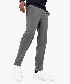 GEMO Pantalon homme en toile stretch avec taille élastiquée Gris