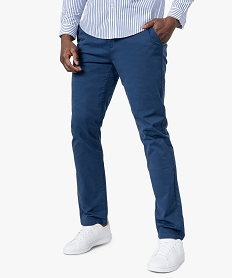 GEMO Pantalon chino en coton stretch coupe Slim homme Bleu
