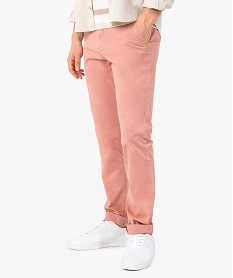 GEMO Pantalon chino en coton stretch coupe Slim homme Rose