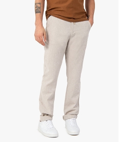 pantalon homme en lin et coton avec taille ajustable beige pantalons de costumeF835901_1